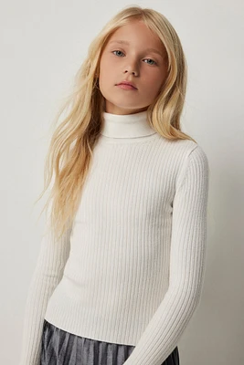 Ardene Kids Turtleneck Sweater in White | Size | Polyester/Nylon/Viscose