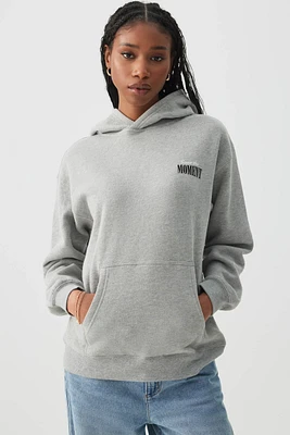 Ardene Oversized Graphic Hoodie in Grey | Size | Polyester/Cotton | Fleece-Lined