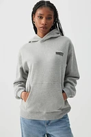 Ardene Oversized Graphic Hoodie in Grey | Size | Polyester/Cotton | Fleece-Lined
