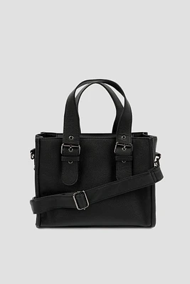 Ardene Large Faux Leather Tote Bag in Black | Faux Leather/Polyester