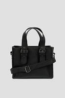 Ardene Large Faux Leather Tote Bag in Black | Faux Leather/Polyester