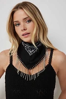 Ardene Bandana with Rhinestone Fringes in Black