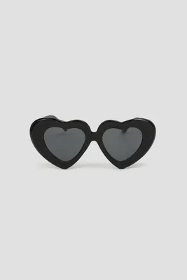 Ardene Thick Heart Shaped Sunglasses in Black