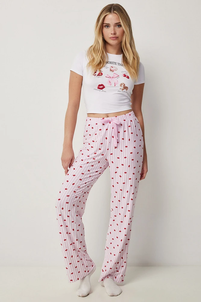 Ardene Flared PJ Pants in Light Pink | Size | Polyester/Spandex | Eco-Conscious