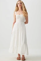 Ardene Smocked Tiered Maxi Dress in White | Size | 100% Cotton