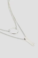 Ardene Two-Layer Necklace with Pendants in Silver