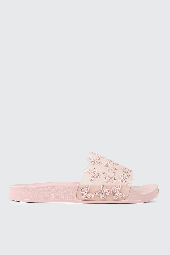 Ardene Slides with 3D Detail in Light Pink | Size
