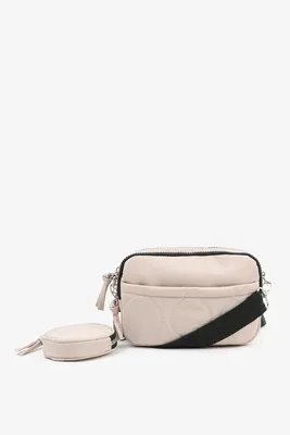 Ardene Nylon Crossbody Bag with Pouch in Beige | Polyester/Nylon