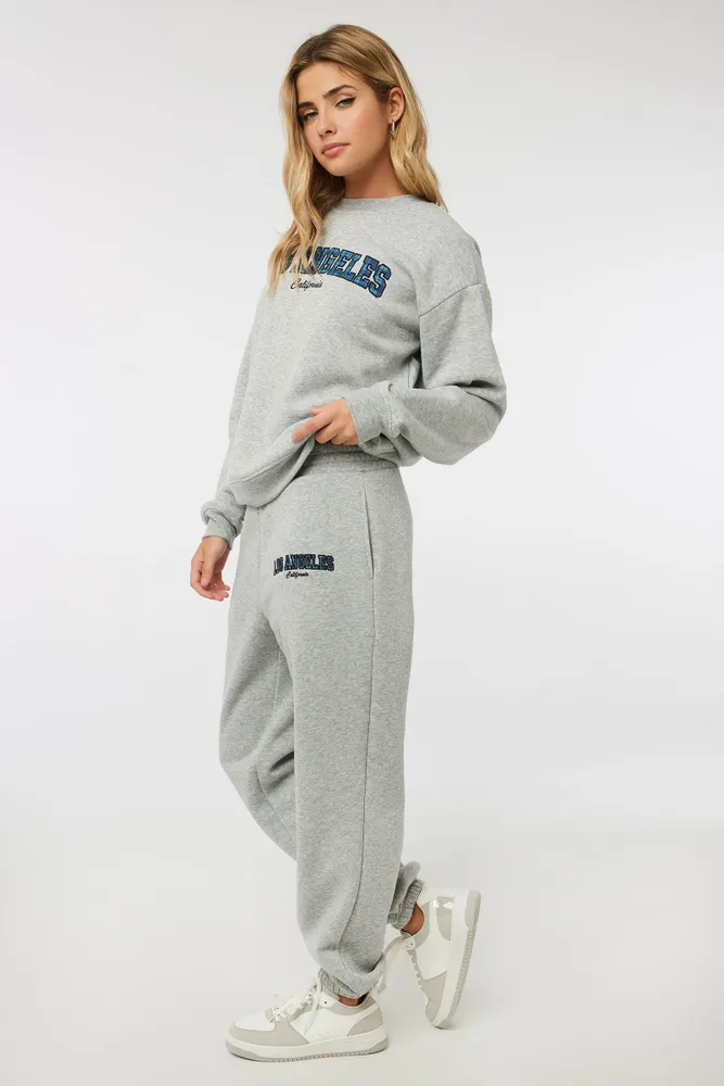 Ardene Sherpa-Lined Sweatpants in Light Grey, Size, Polyester