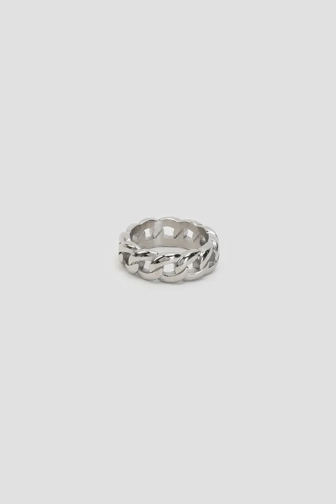 Ardene Stainless Steel Chain Link Ring in Silver | Size