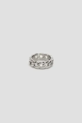 Ardene Stainless Steel Chain Link Ring in Silver | Size