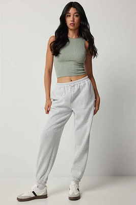 Ardene Oversized Sweatpants in Light Grey | Size | Polyester/Cotton | Fleece-Lined