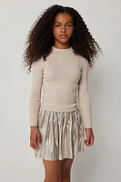 Ardene Kids Shiny Turtleneck Sweater in Beige | Size