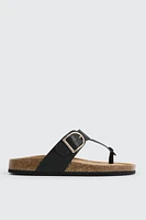 Ardene T-Strap Buckle Sandals in | Size | Faux Leather | Eco-Conscious