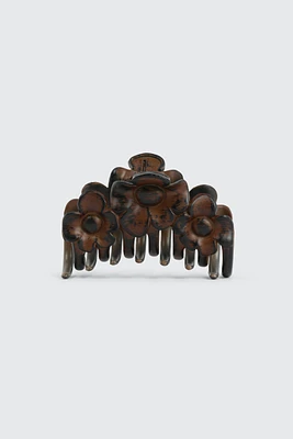 Ardene Floral Wood Effect Hair Claw in Brown