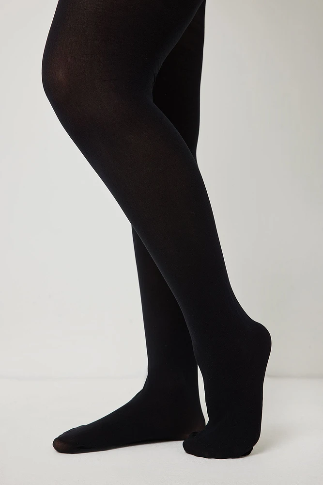 Ardene Opaque Tights with Control Top in Black | Size | Nylon