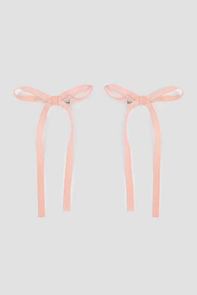 Ardene 2-Pack Bow Clips in Light Pink