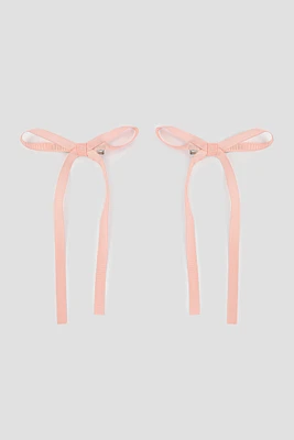 Ardene 2-Pack Bow Clips in Light Pink
