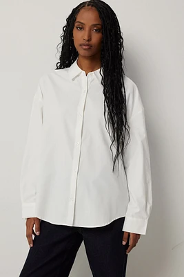 Ardene Oversized Shirt in White | Size Small | Polyester/Cotton