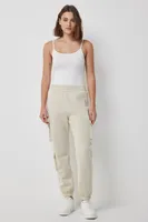 Ardene 3-Pocket Cargo Sweatpants in Beige | Size | Polyester/Cotton | Fleece-Lined