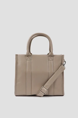 Ardene Faux Leather Tote Bag in Beige | Faux Leather/Polyester