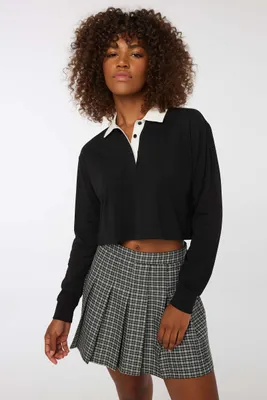 Ardene Boxy Crop Polo in | Size | 100% Cotton