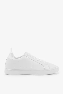 Ardene Lace-Up Tennis Sneakers in Beige | Size | Faux Leather