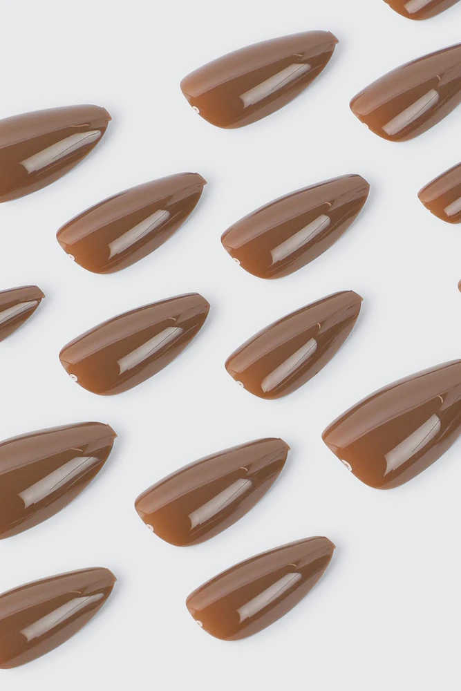 Ardene 20-Pack Almond Shaped Fake Nails in Brown
