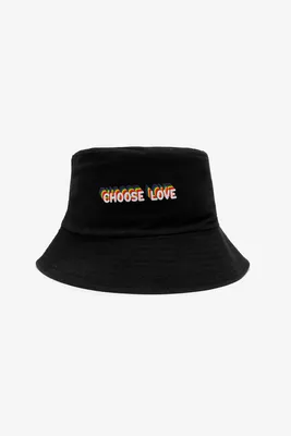 Ardene Choose Love Bucket Hat in Black | Polyester