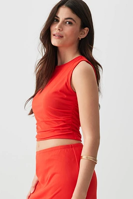 Ardene Ruched Mesh Tank Top in | Size | Polyester/Spandex