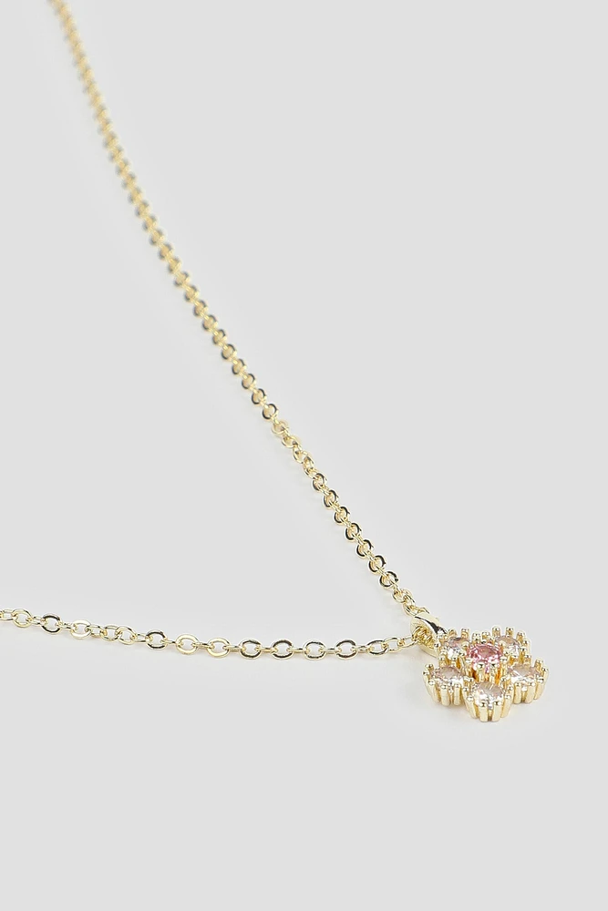 Ardene 14K Gold Plated Embellished Daisy Necklace