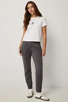 Ardene Slim Fit Sweatpants in Dark Grey | Size | Polyester/Cotton | Fleece-Lined