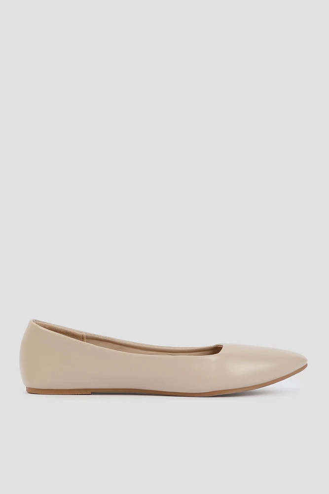 Ardene Classic Pointy Flats | Faux Leather/Faux Suede