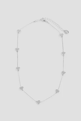 Ardene All Around Mini Metallic Heart Necklace in Silver