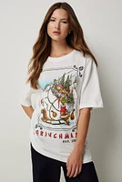 Ardene Oversized Grinchmas T-Shirt in White | Size