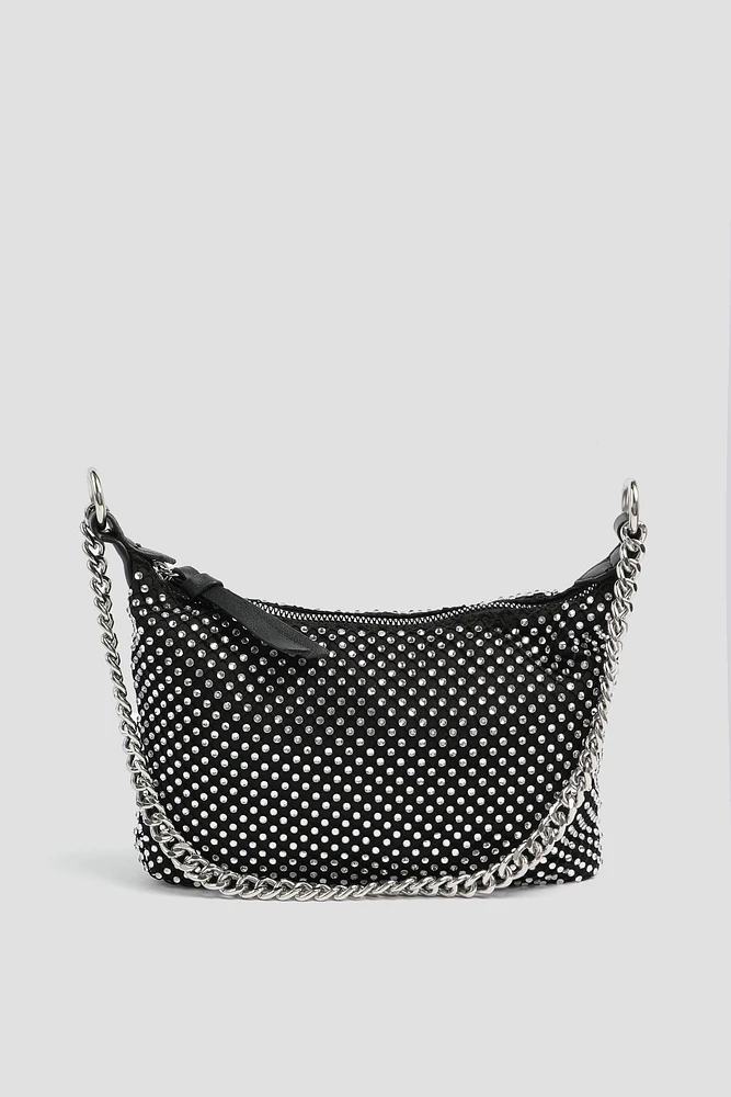 Ardene Rhinestone Clutch in Black | Polyester