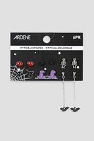 Ardene 6-Pack Assorted Halloween Earrings in Black | Stainless Steel