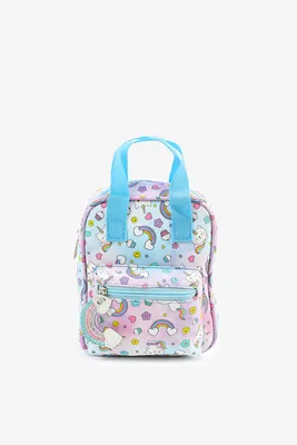 Ardene Kids Caticorn Backpack with Rainbow Keychain in Light Blue | Faux Leather