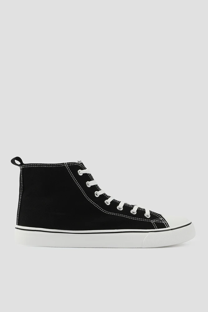 Ardene Man Canvas High Top Sneakers For Men in Black | Size | Rubber | Eco-Conscious