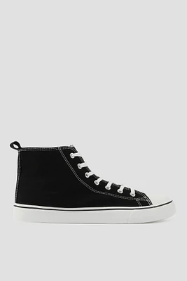 Ardene Man Canvas High Top Sneakers For Men in Black | Size | Rubber | Eco-Conscious