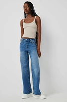 Ardene Mid Rise Wide Leg Jeans in Medium Blue | Size | Spandex/Cotton