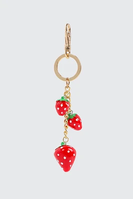 Ardene Strawberry Keychain in Red