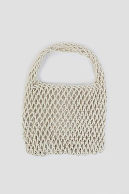 Ardene A.C.W. Crochet Bag in White | Polyester