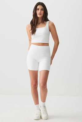 Ardene 7" Butter Biker Shorts in White | Size | Nylon/Elastane