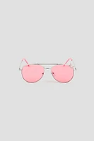 Ardene Kids Aviator Sunglasses with Butterfly Detail in Light Pink