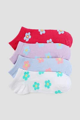 Ardene 4-Pack of Daisy Ankle Socks | Polyester/Spandex