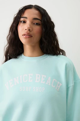 Ardene Graphic Sweatshirt in Light Blue | Size | Polyester/Cotton | Fleece-Lined