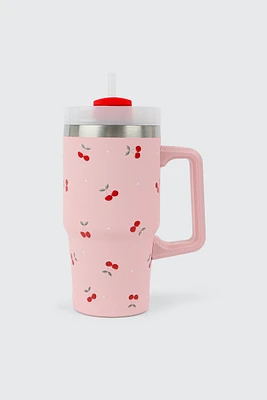 Ardene Cherry Tumbler with Handle in Light Pink