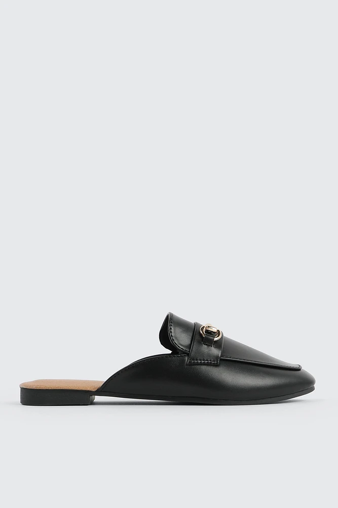 Ardene Loafer Mules in Black | Size | Faux Leather | Eco-Conscious
