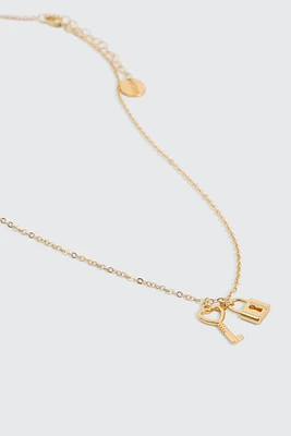 Ardene 14K Gold Plated Padlock & Key Necklace